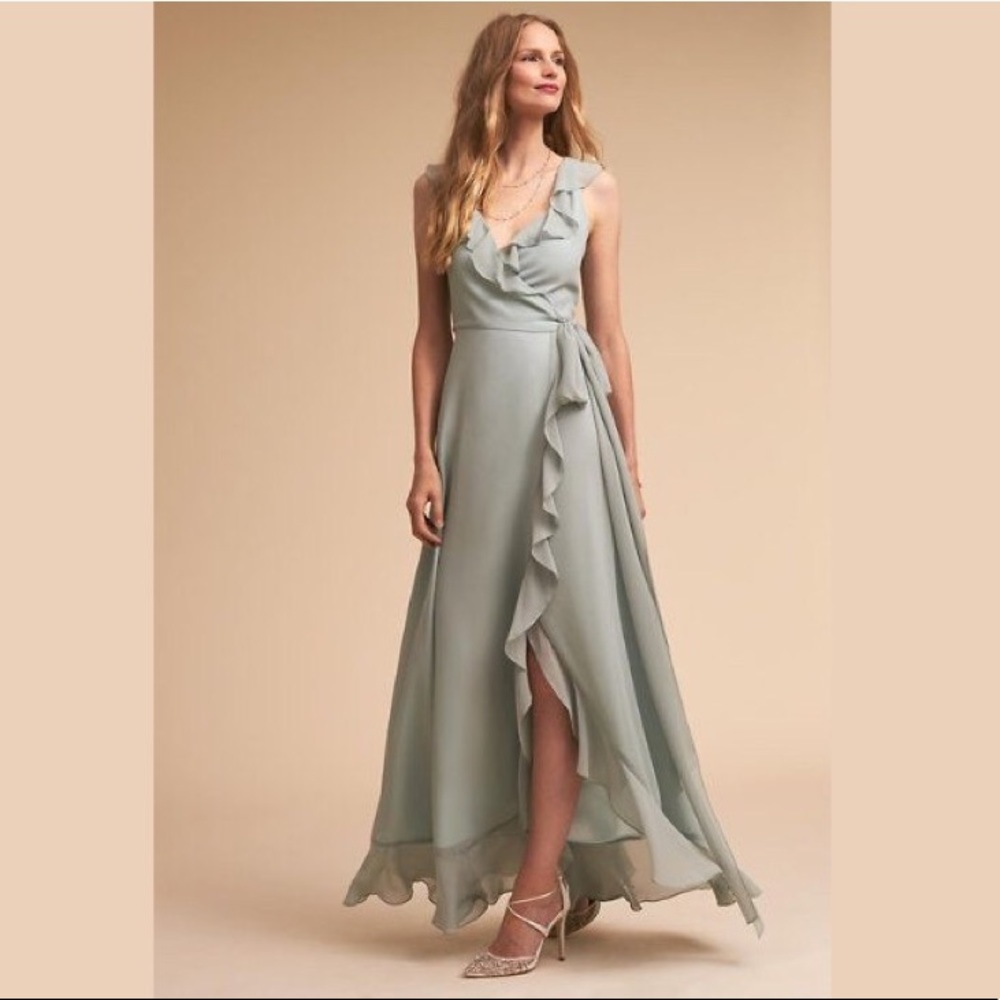 Mint chiffon bridesmaid dress